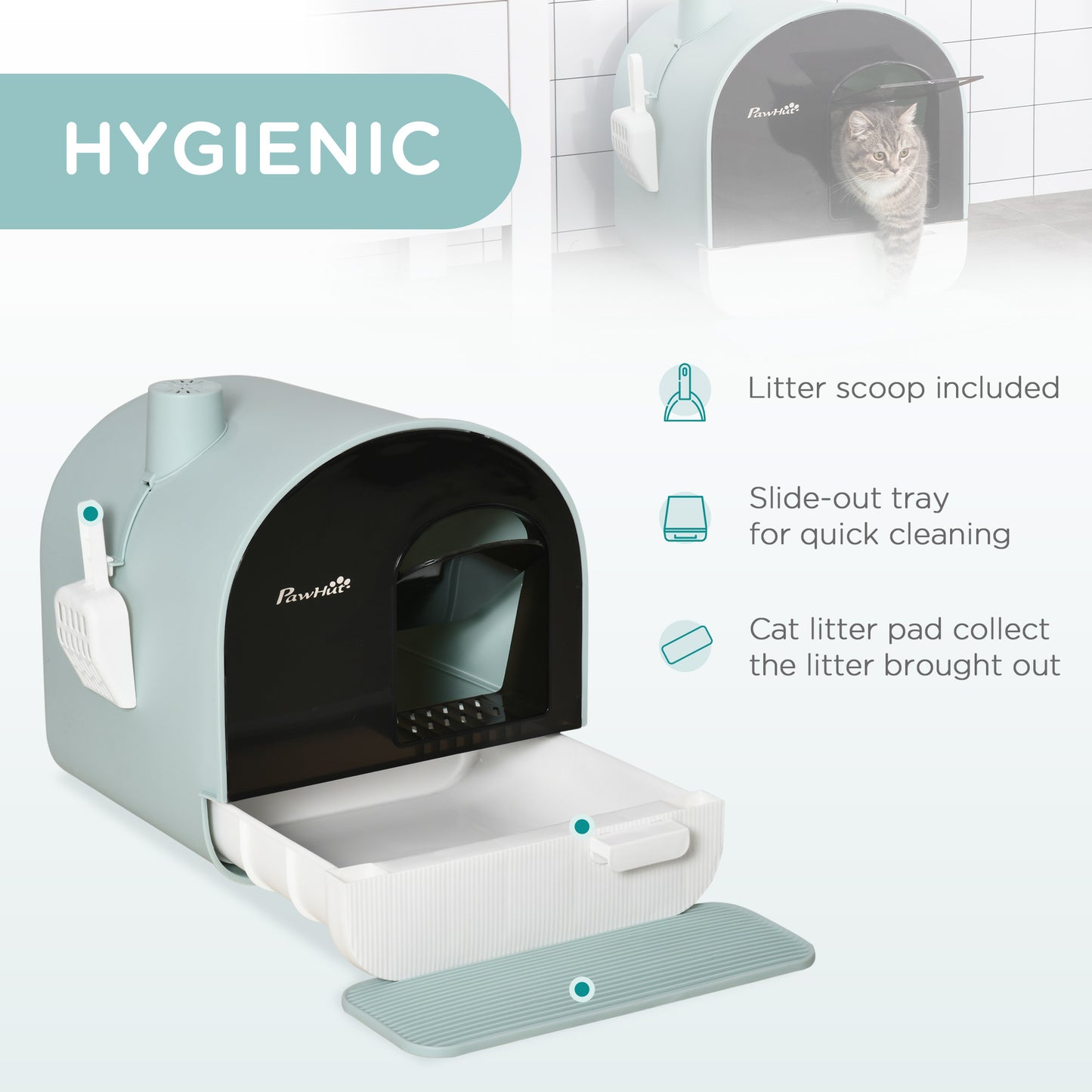 Modern Covered Cat Litter Box - Easy-Clean Tray & Built-In Scoop