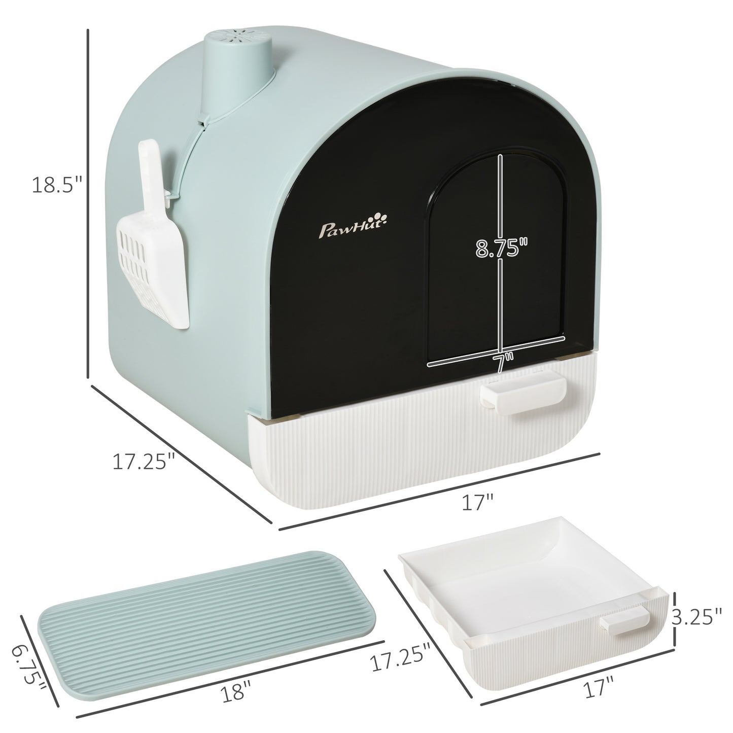 Modern Covered Cat Litter Box - Easy-Clean Tray & Built-In Scoop