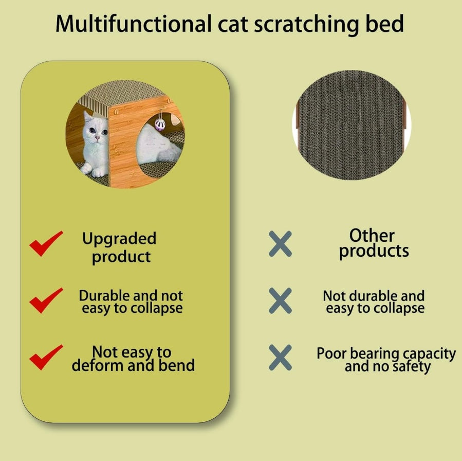 Multi-Hole Cat Tunnel with Scratching Board & Pom Pom Teaser