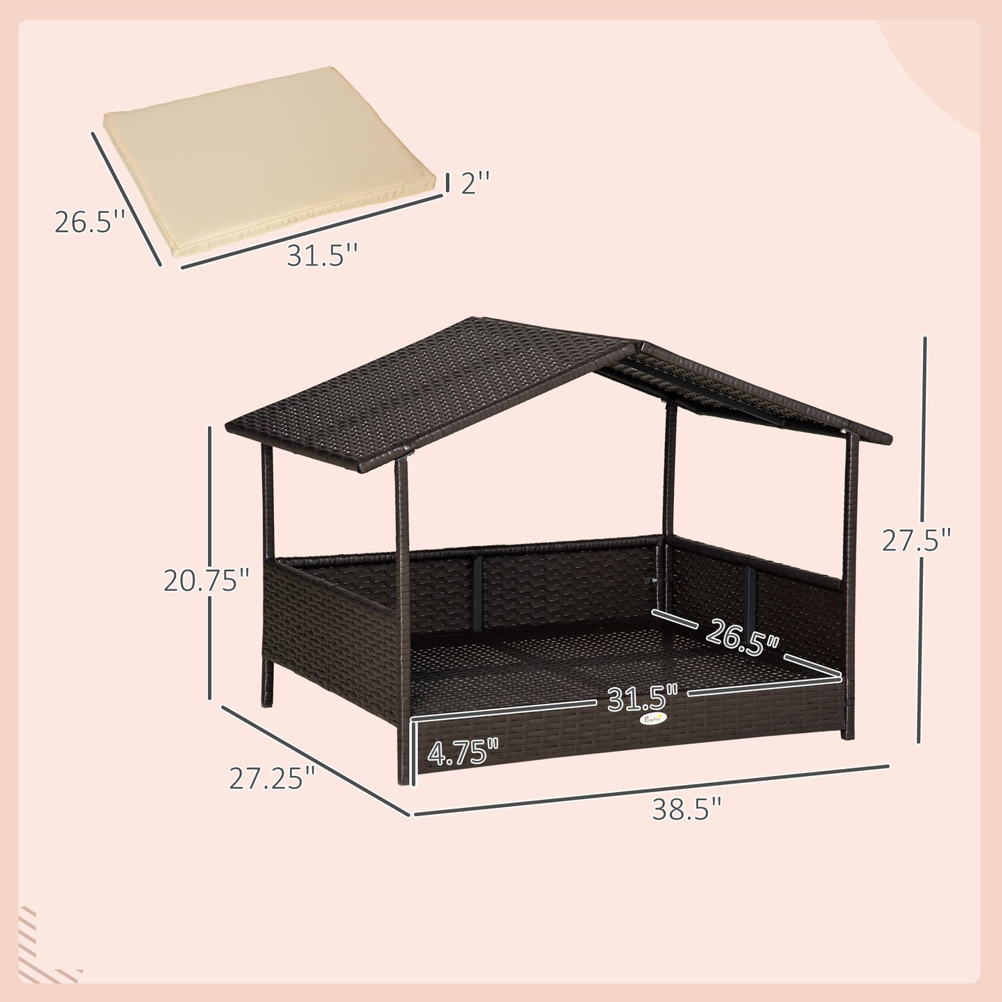 Outdoor Black Rattan Pet Bed