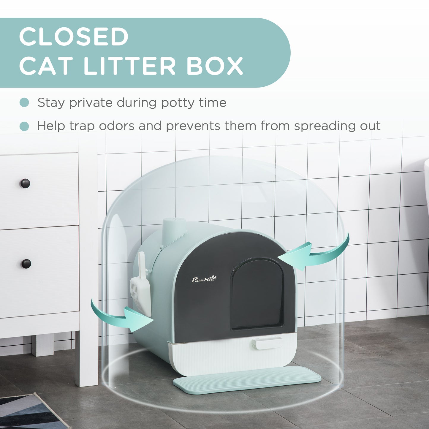 Modern Covered Cat Litter Box - Easy-Clean Tray & Built-In Scoop
