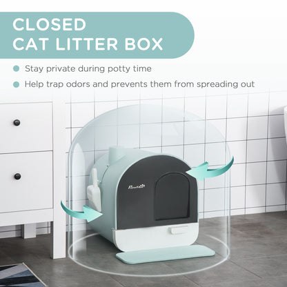 Modern Covered Cat Litter Box - Easy-Clean Tray & Built-In Scoop