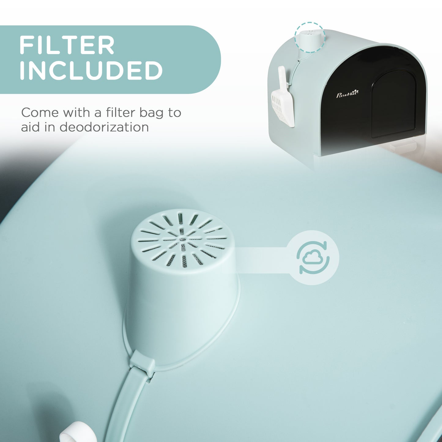 Modern Covered Cat Litter Box - Easy-Clean Tray & Built-In Scoop