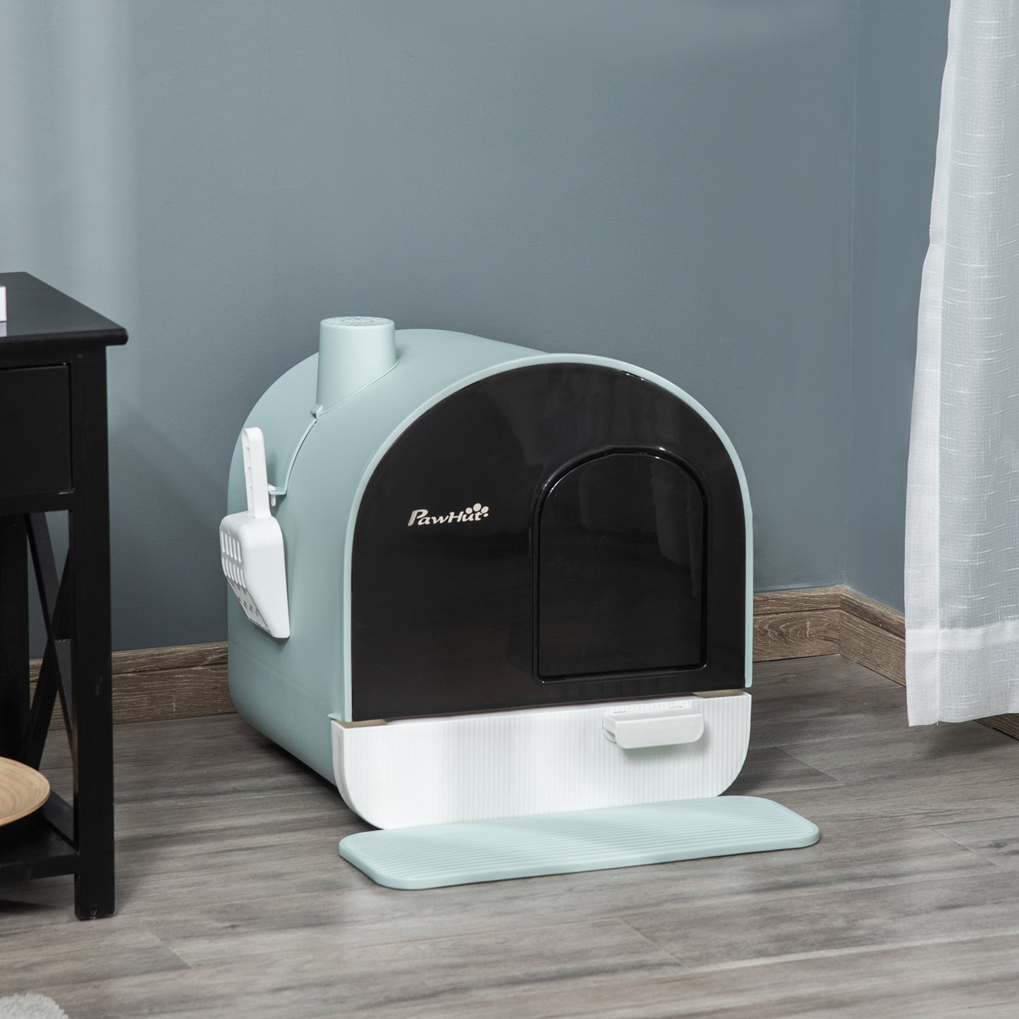 Modern Covered Cat Litter Box - Easy-Clean Tray & Built-In Scoop