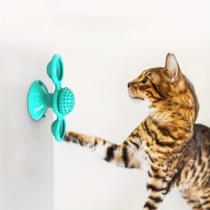 Cat Windmill Spinner Toy – Rotating Catnip Toy with Suction Cup & Dental Ball