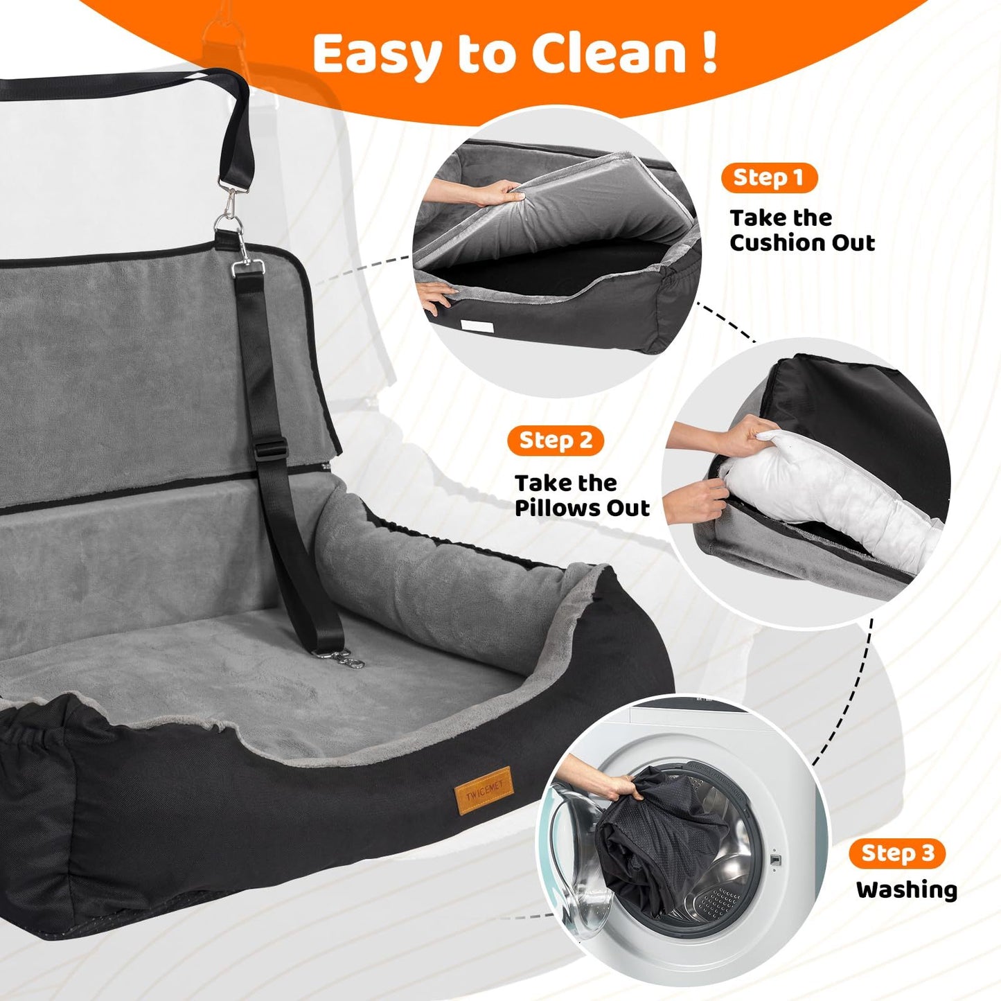 Dog Travel Booster Seat with Storage & Clip-on Leash