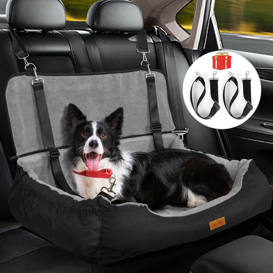 Dog Travel Booster Seat with Storage & Clip-on Leash