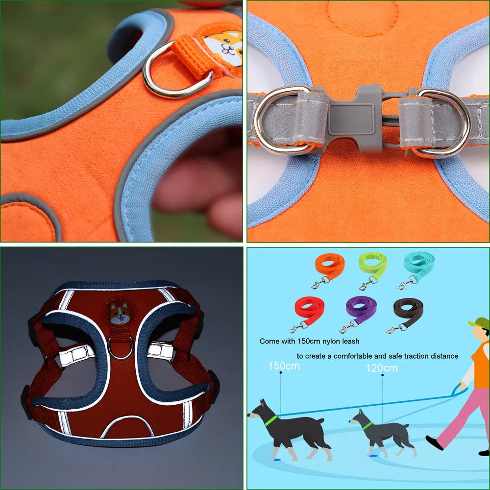 Adjustable Pet Harness and Leash Set – Reflective And No Pull