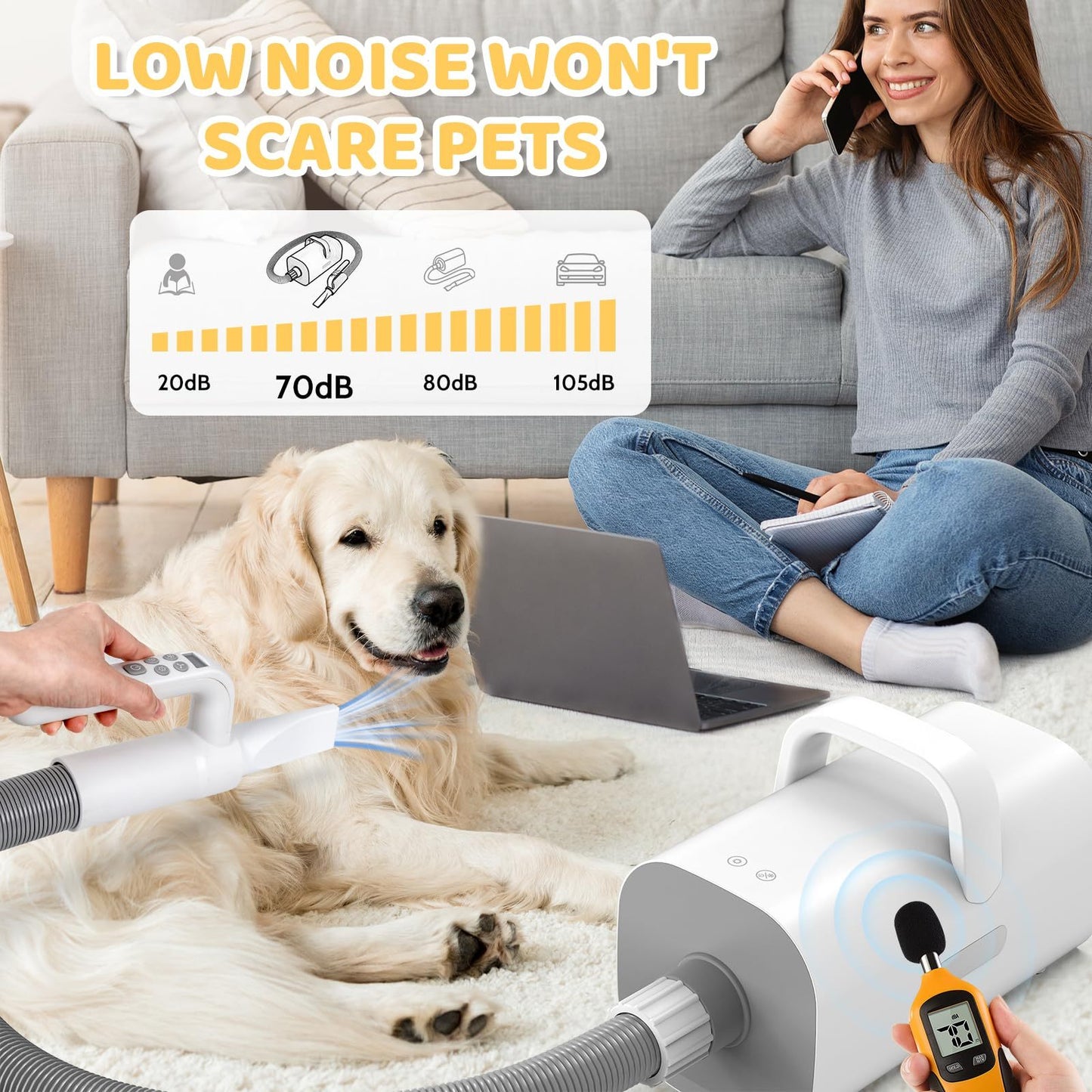 Pet Hair Dryer 4-in-1 with Smart Handle and Customizable Features