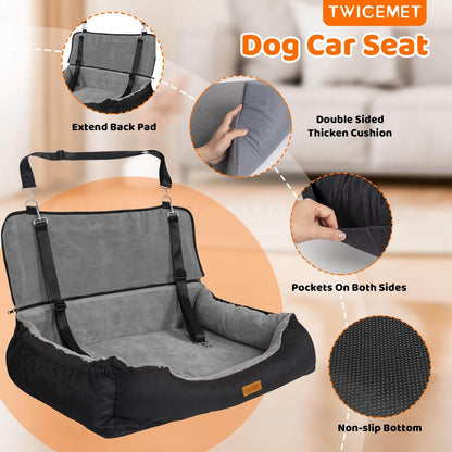 Dog Travel Booster Seat with Storage & Clip-on Leash
