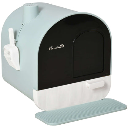 Modern Covered Cat Litter Box - Easy-Clean Tray & Built-In Scoop
