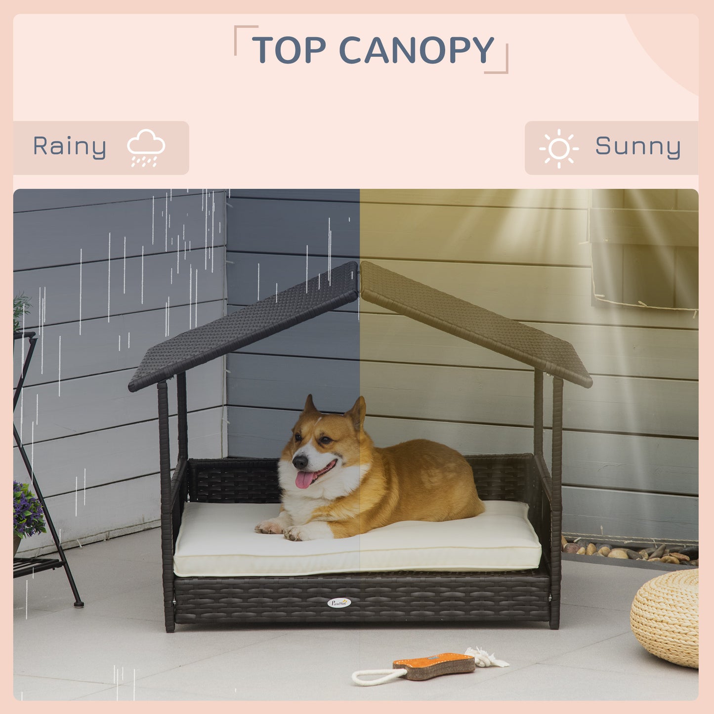 Outdoor Black Rattan Pet Bed