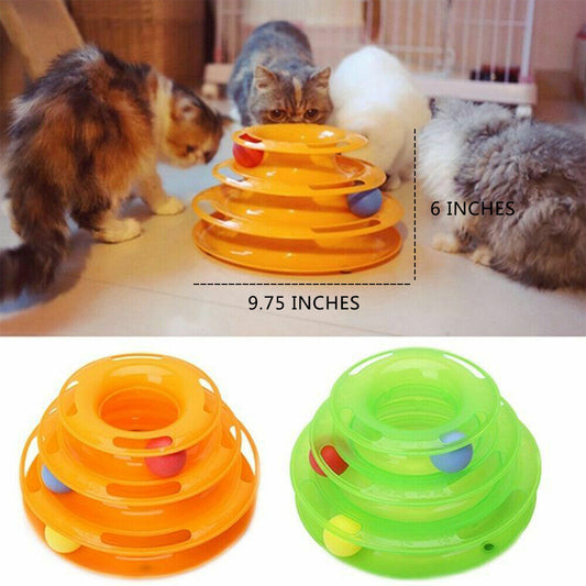 Multi-Level Crazy Ball Cat Toy – Fun Tower Track for Chasing & Swatting
