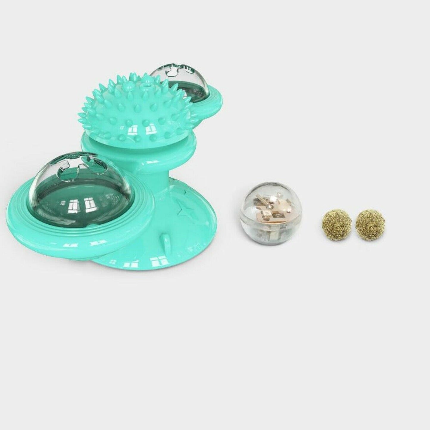 Cat Windmill Spinner Toy – Rotating Catnip Toy with Suction Cup & Dental Ball