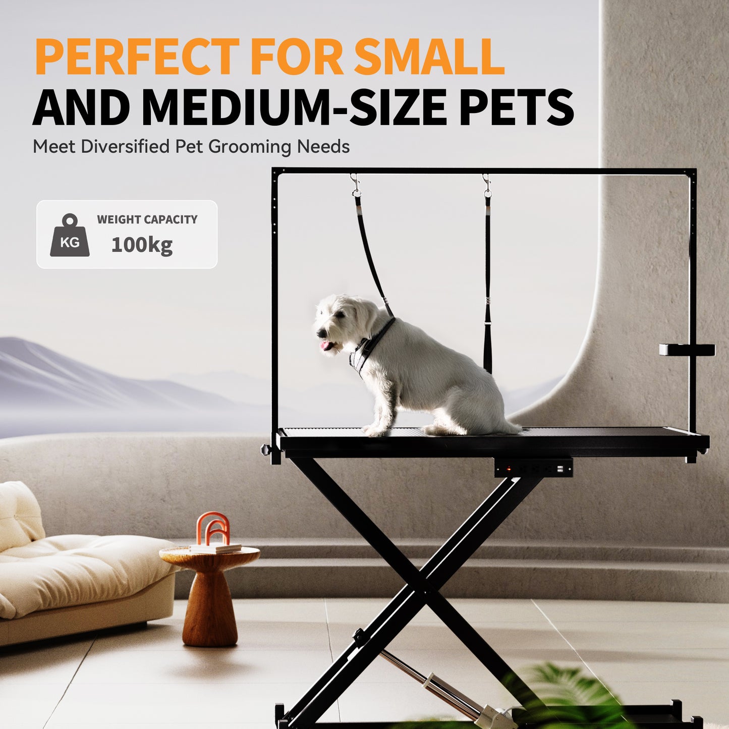 Professional Height-Adjustable Pet Grooming Table with Wheels & Tool Organizer