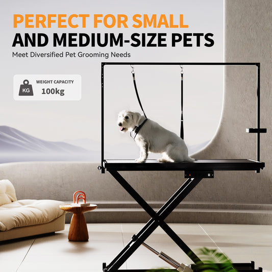 Professional Height-Adjustable Pet Grooming Table with Wheels & Tool Organizer