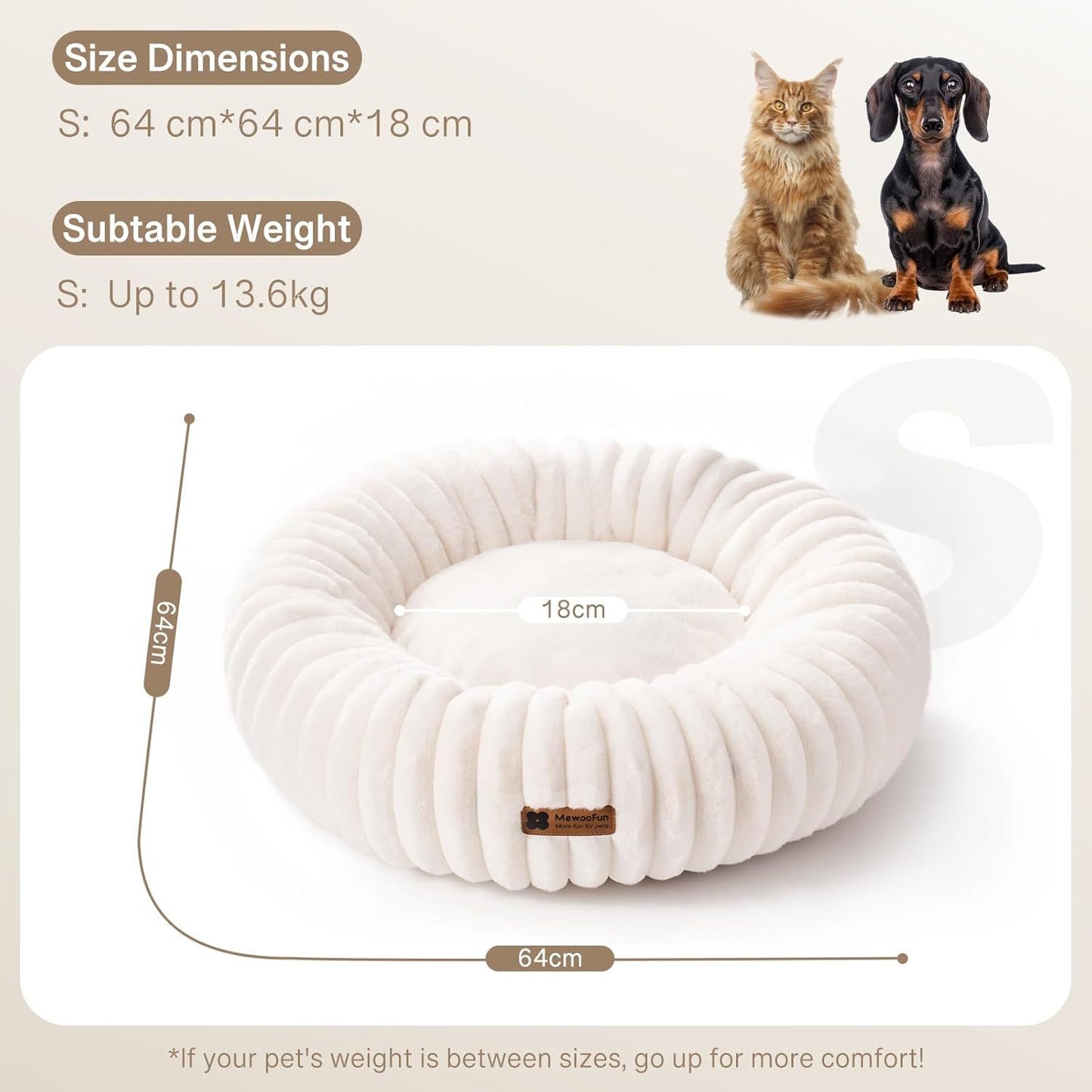 Calming Donut Pet Bed – Fluffy, Washable & Non-Slip