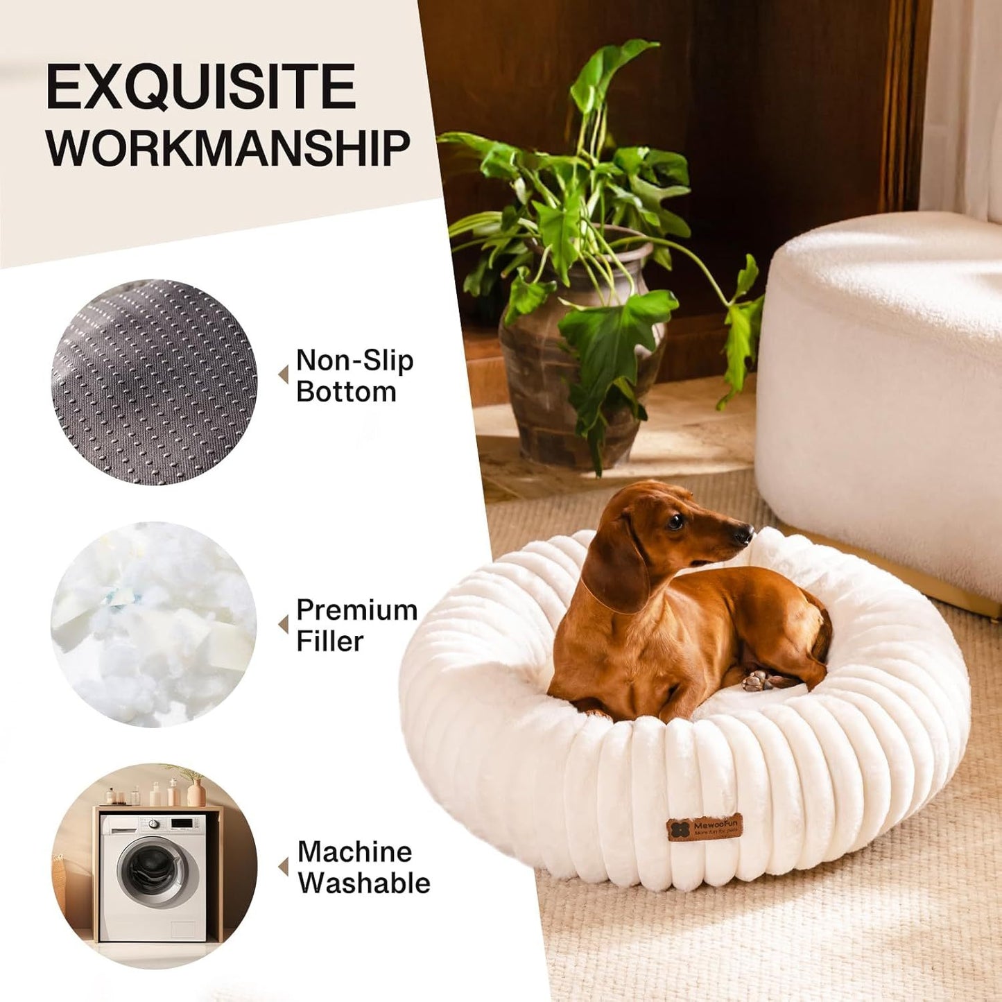 Calming Donut Pet Bed – Fluffy, Washable & Non-Slip