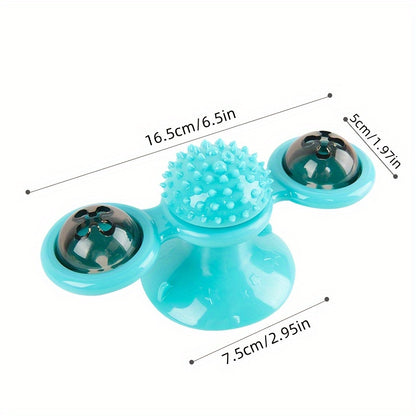 Cat Windmill Spinner Toy – Rotating Catnip Toy with Suction Cup & Dental Ball