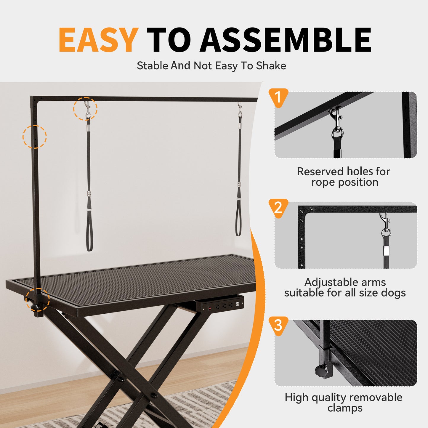 Professional Height-Adjustable Pet Grooming Table with Wheels & Tool Organizer