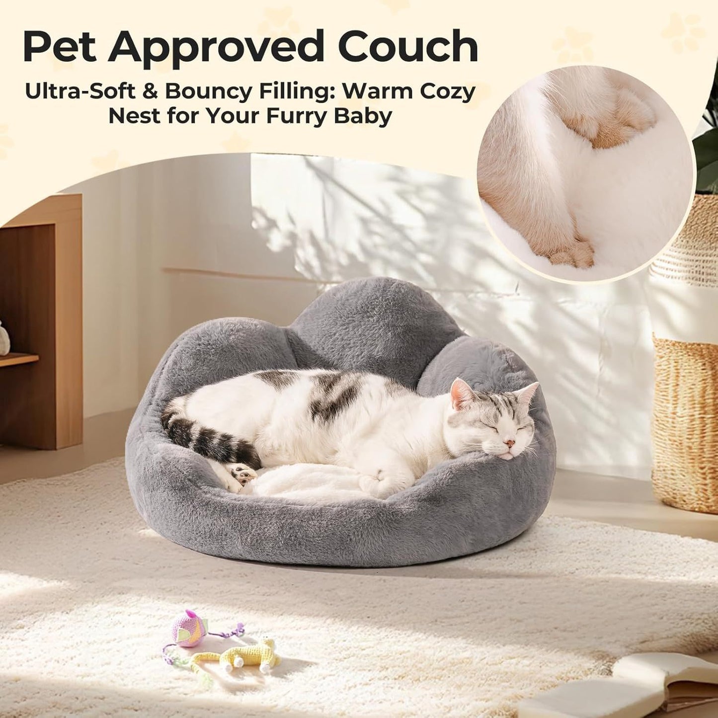 Cat Cozy Bed - Shaped, Soft & Washable
