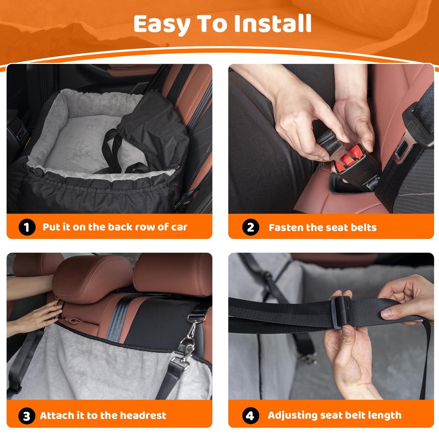 Dog Travel Booster Seat with Storage & Clip-on Leash